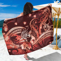 Maori Romantic Valentine Sarong The Hongi Kiss Red Galaxy DT05 One Size 44 x 66 inches Red - Polynesian Pride