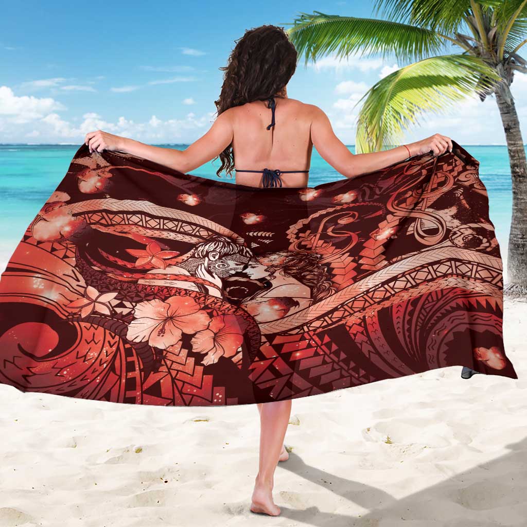 Maori Romantic Valentine Sarong The Hongi Kiss Red Galaxy DT05 - Polynesian Pride