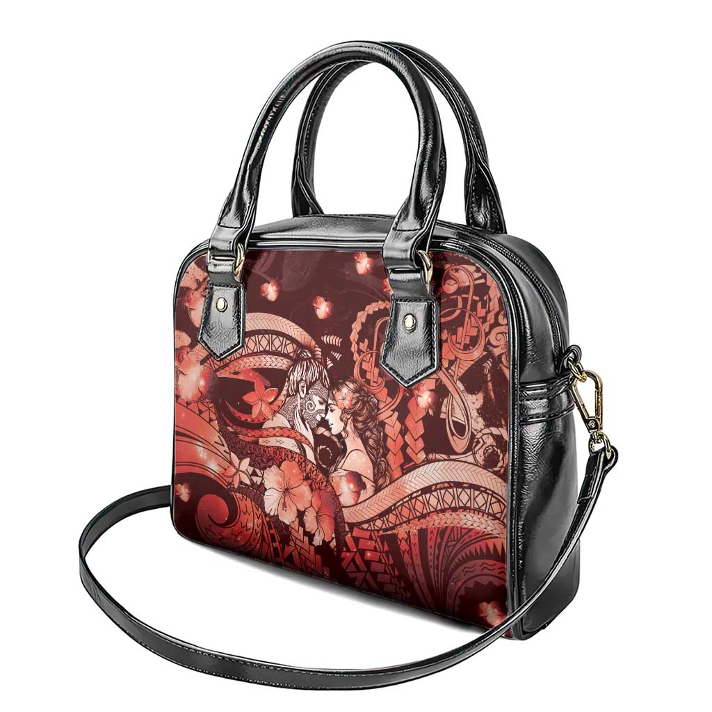 Maori Romantic Valentine Shoulder Handbag The Hongi Kiss Red Galaxy