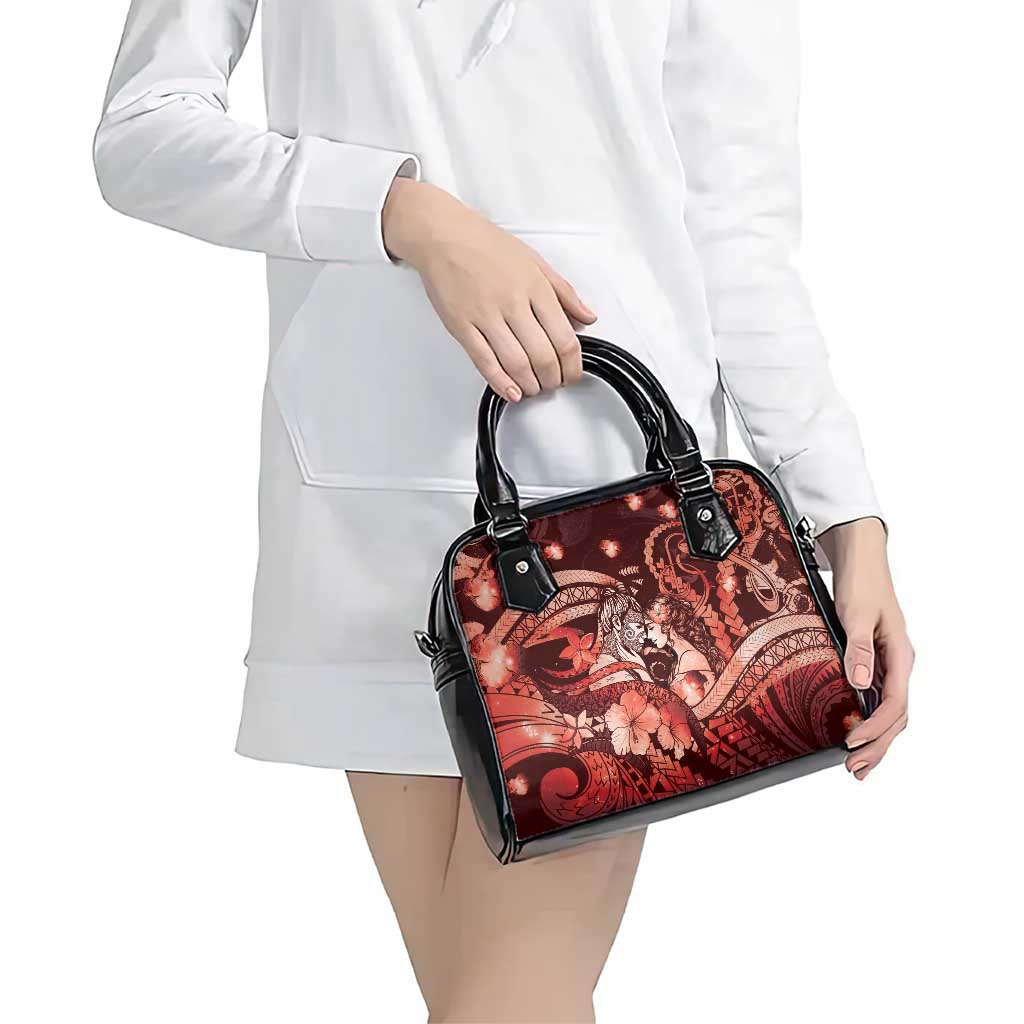 Maori Romantic Valentine Shoulder Handbag The Hongi Kiss Red Galaxy
