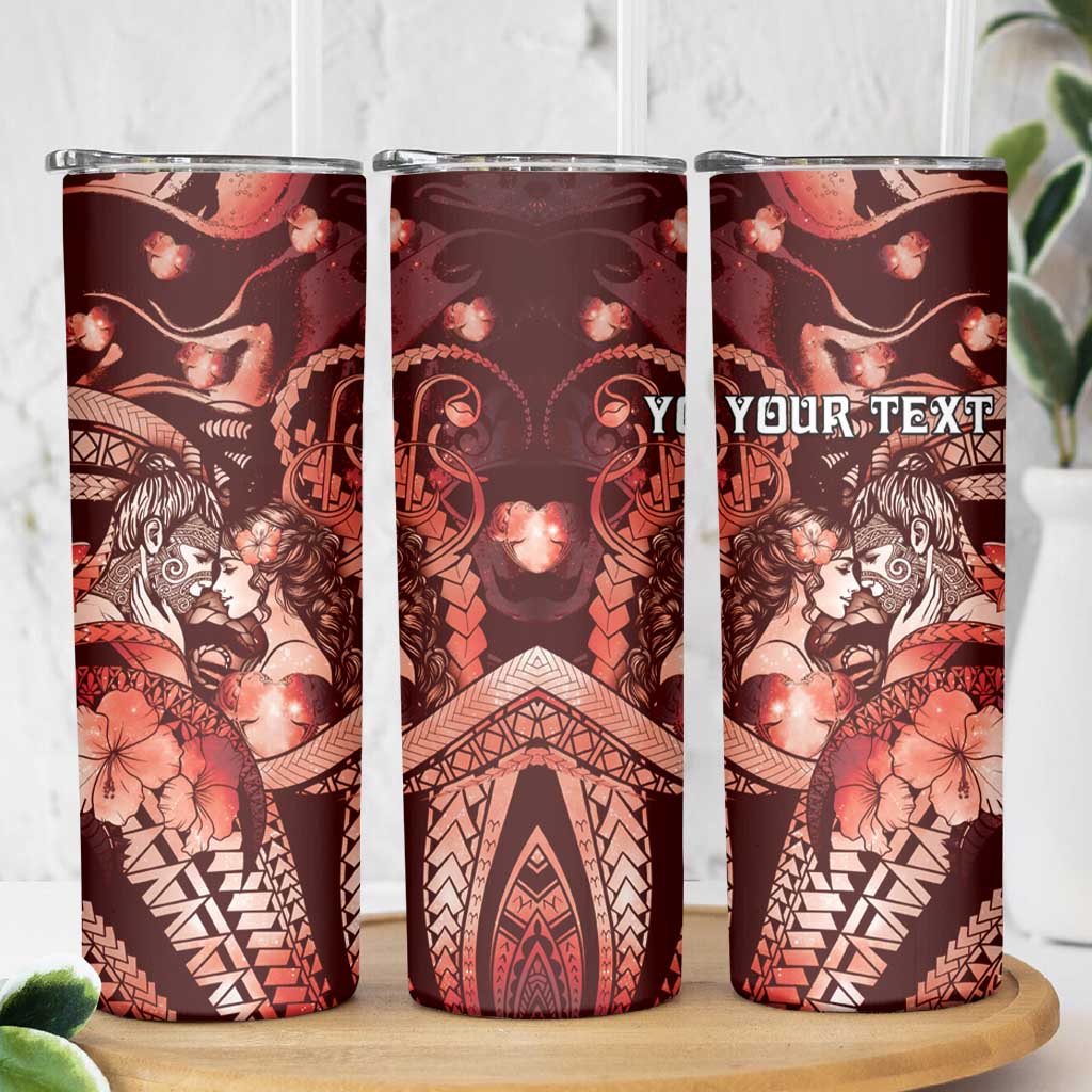 Personalised Maori Romantic Valentine Skinny Tumbler The Hongi Kiss Red Galaxy