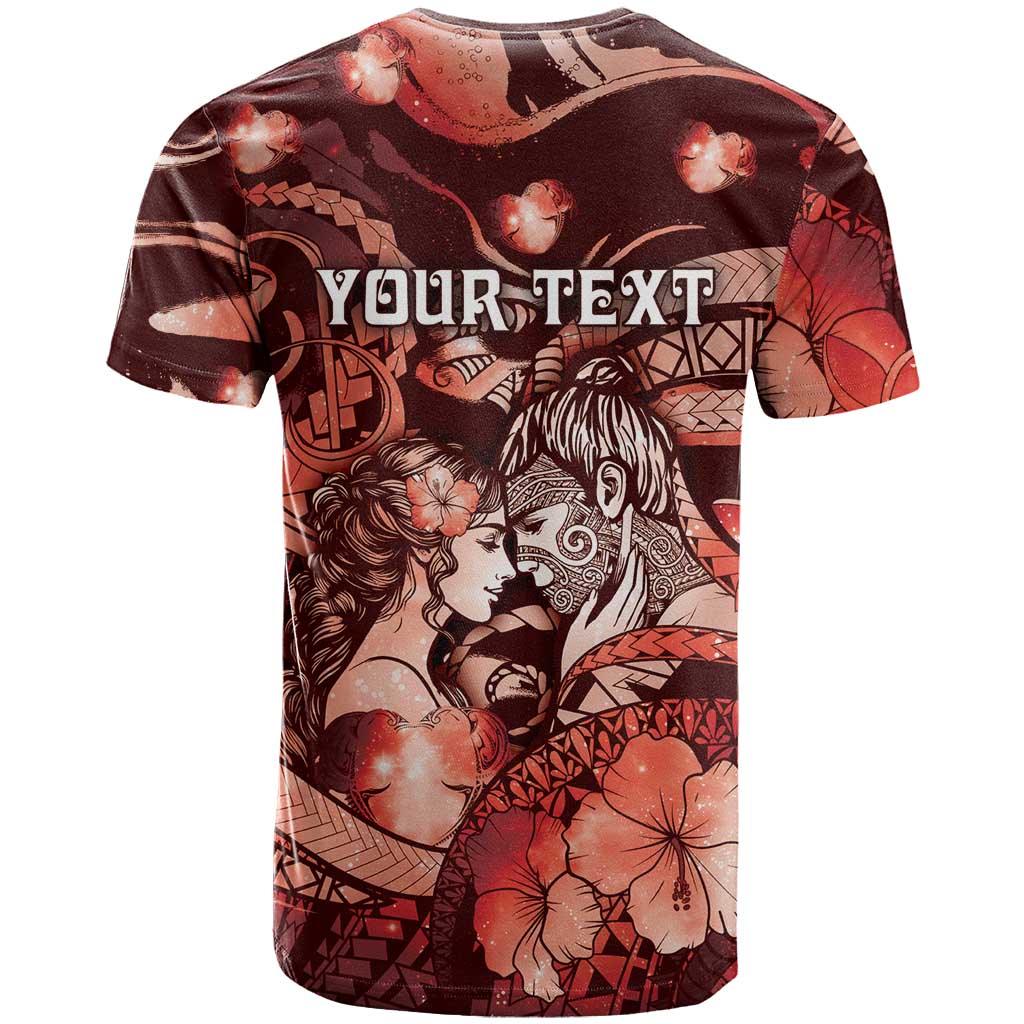 Personalised Maori Romantic Valentine T Shirt The Hongi Kiss Red Galaxy