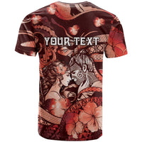 Personalised Maori Romantic Valentine T Shirt The Hongi Kiss Red Galaxy