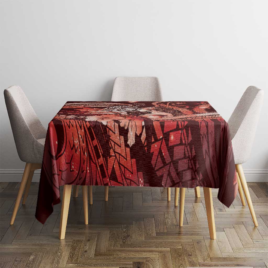 Maori Romantic Valentine Tablecloth The Hongi Kiss Red Galaxy