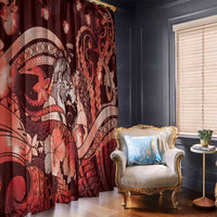 Maori Romantic Valentine Window Curtain The Hongi Kiss Red Galaxy
