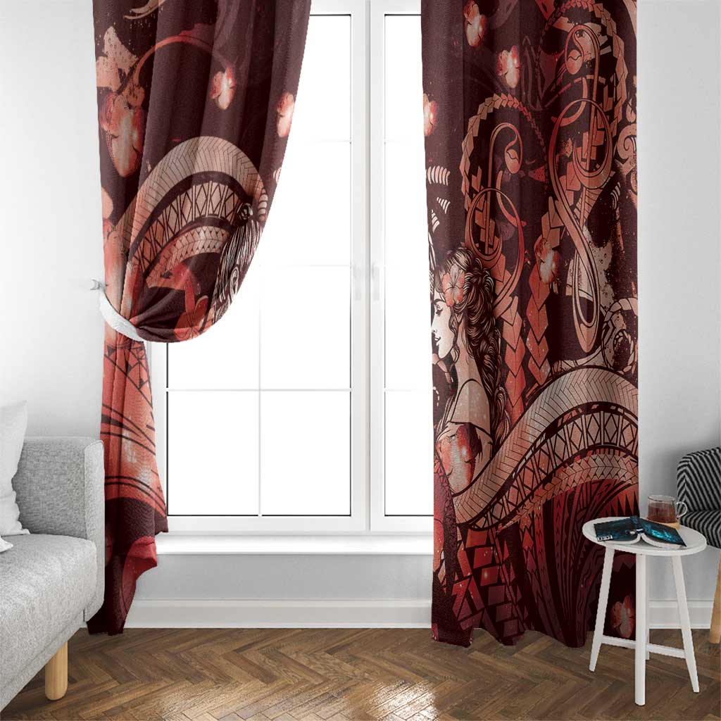 Maori Romantic Valentine Window Curtain The Hongi Kiss Red Galaxy