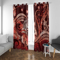 Maori Romantic Valentine Window Curtain The Hongi Kiss Red Galaxy