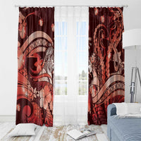 Maori Romantic Valentine Window Curtain The Hongi Kiss Red Galaxy