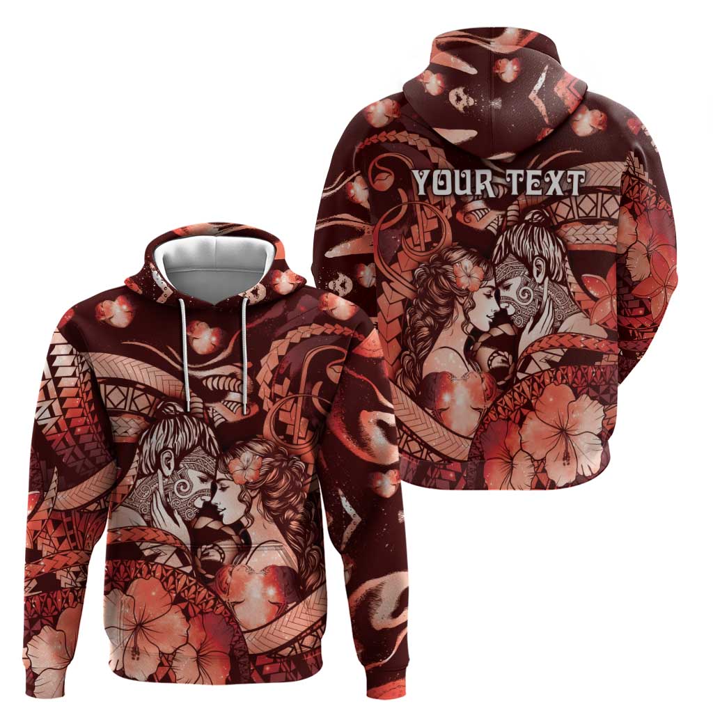 Personalised Maori Romantic Valentine Zip Hoodie The Hongi Kiss Red Galaxy