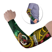 Personalised Vanuatu Independence Day Arm Sleeves Boar Tusk Warrior Tribal Floral Patterns