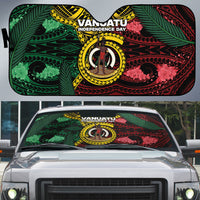 Vanuatu Independence Day Auto Sun Shade Boar Tusk Warrior Tribal Floral Patterns
