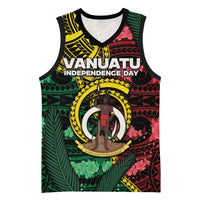 Personalised Vanuatu Independence Day Basketball Jersey Boar Tusk Warrior Tribal Floral Patterns