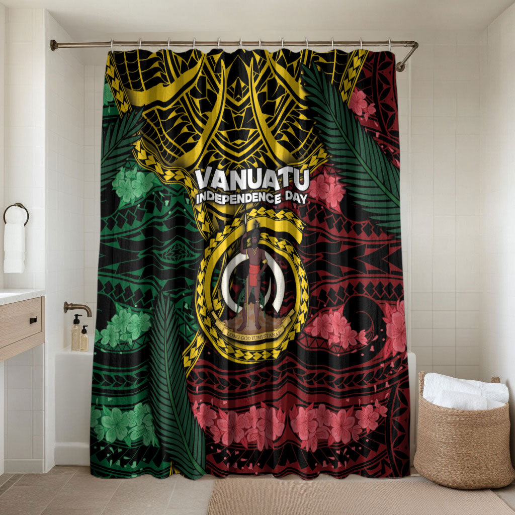Vanuatu Independence Day Bathroom Set Boar Tusk Warrior Tribal Floral Patterns
