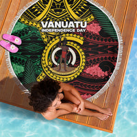 Vanuatu Independence Day Beach Blanket Boar Tusk Warrior Tribal Floral Patterns