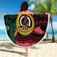 Vanuatu Independence Day Beach Blanket Boar Tusk Warrior Tribal Floral Patterns