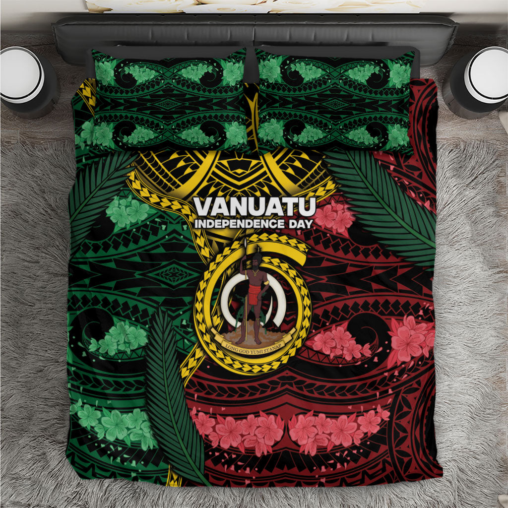 Vanuatu Independence Day Bedding Set Boar Tusk Warrior Tribal Floral Patterns