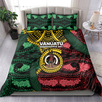 Vanuatu Independence Day Bedding Set Boar Tusk Warrior Tribal Floral Patterns