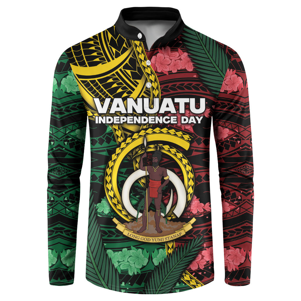 Personalised Vanuatu Independence Day Button Sweatshirt Boar Tusk Warrior Tribal Floral Patterns