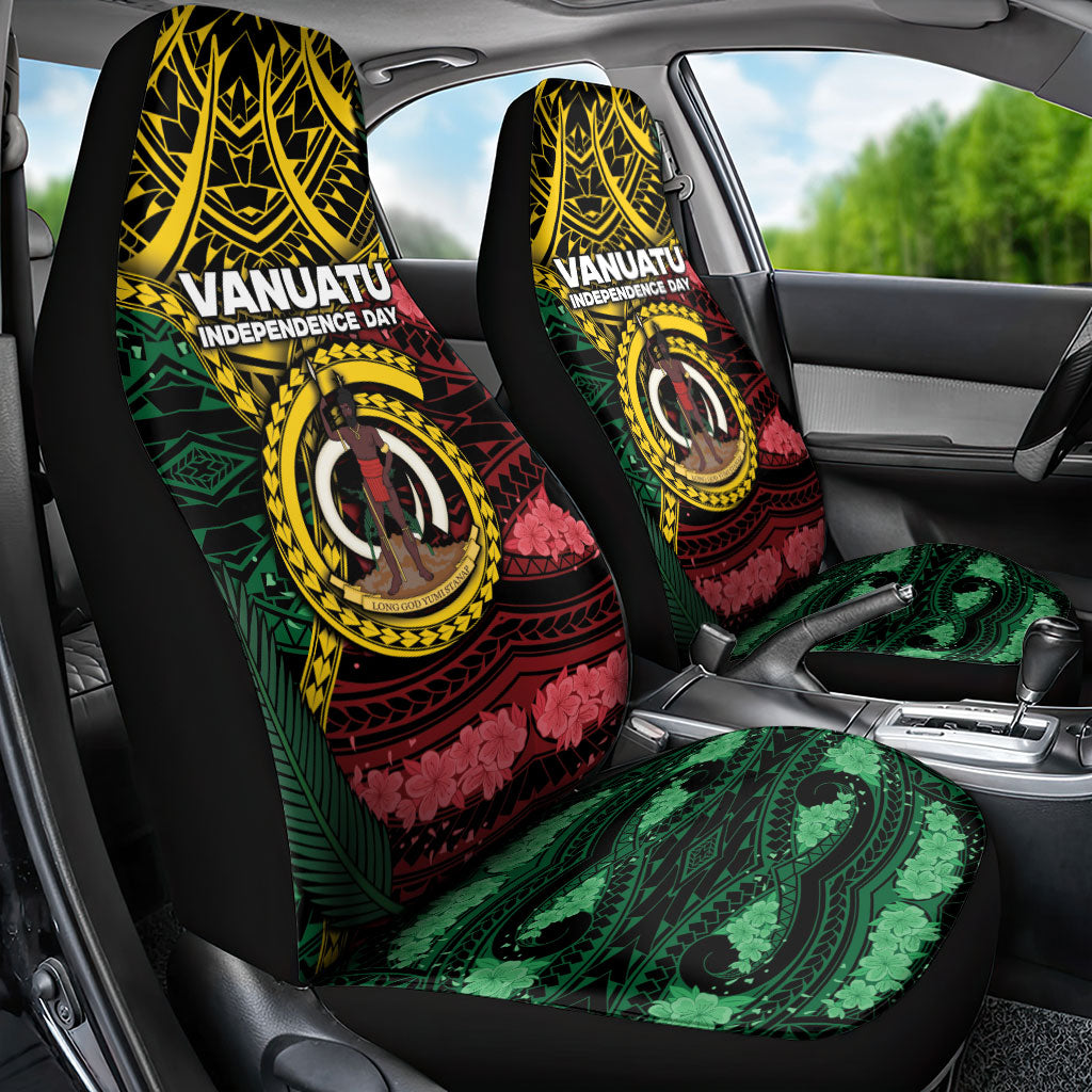 Vanuatu Independence Day Car Seat Cover Boar Tusk Warrior Tribal Floral Patterns