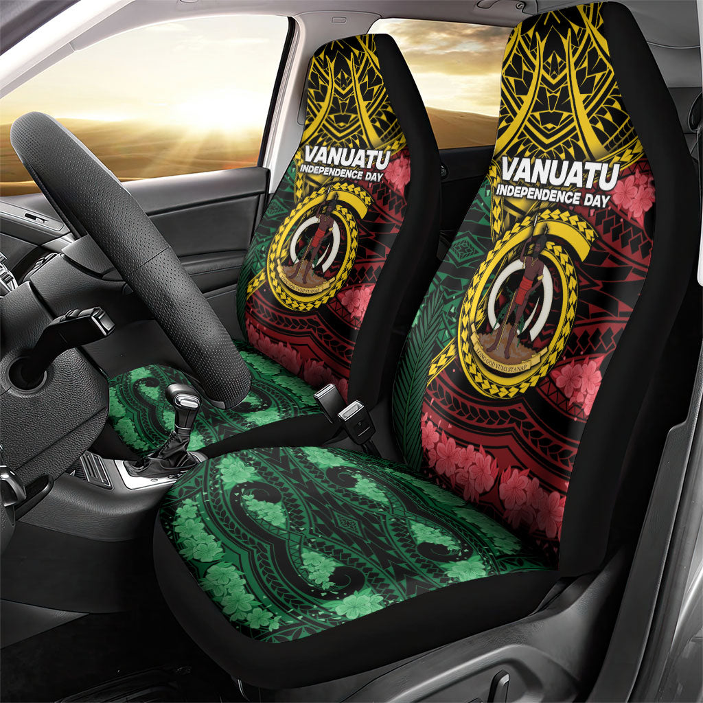 Vanuatu Independence Day Car Seat Cover Boar Tusk Warrior Tribal Floral Patterns