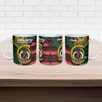 Personalised Vanuatu Independence Day Ceramic Mug Boar Tusk Warrior Tribal Floral Patterns