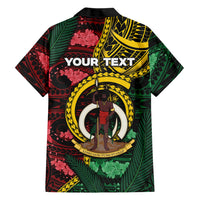 Personalised Vanuatu Independence Day Family Matching Off The Shoulder Long Sleeve Dress and Hawaiian Shirt Boar Tusk Warrior Tribal Floral Patterns