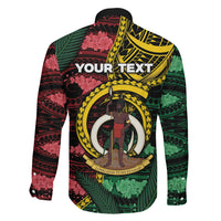Personalised Vanuatu Independence Day Family Matching Short Sleeve Bodycon Dress and Hawaiian Shirt Boar Tusk Warrior Tribal Floral Patterns