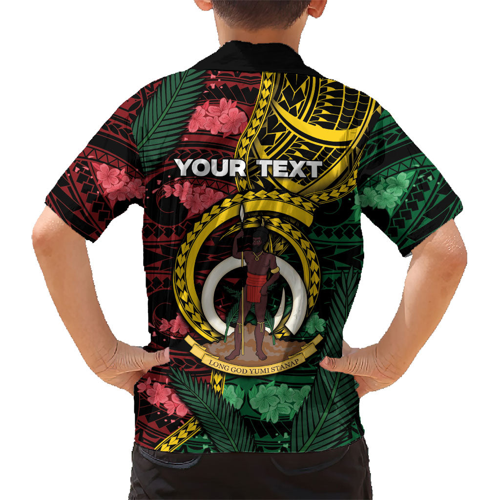 Personalised Vanuatu Independence Day Family Matching Summer Maxi Dress and Hawaiian Shirt Boar Tusk Warrior Tribal Floral Patterns