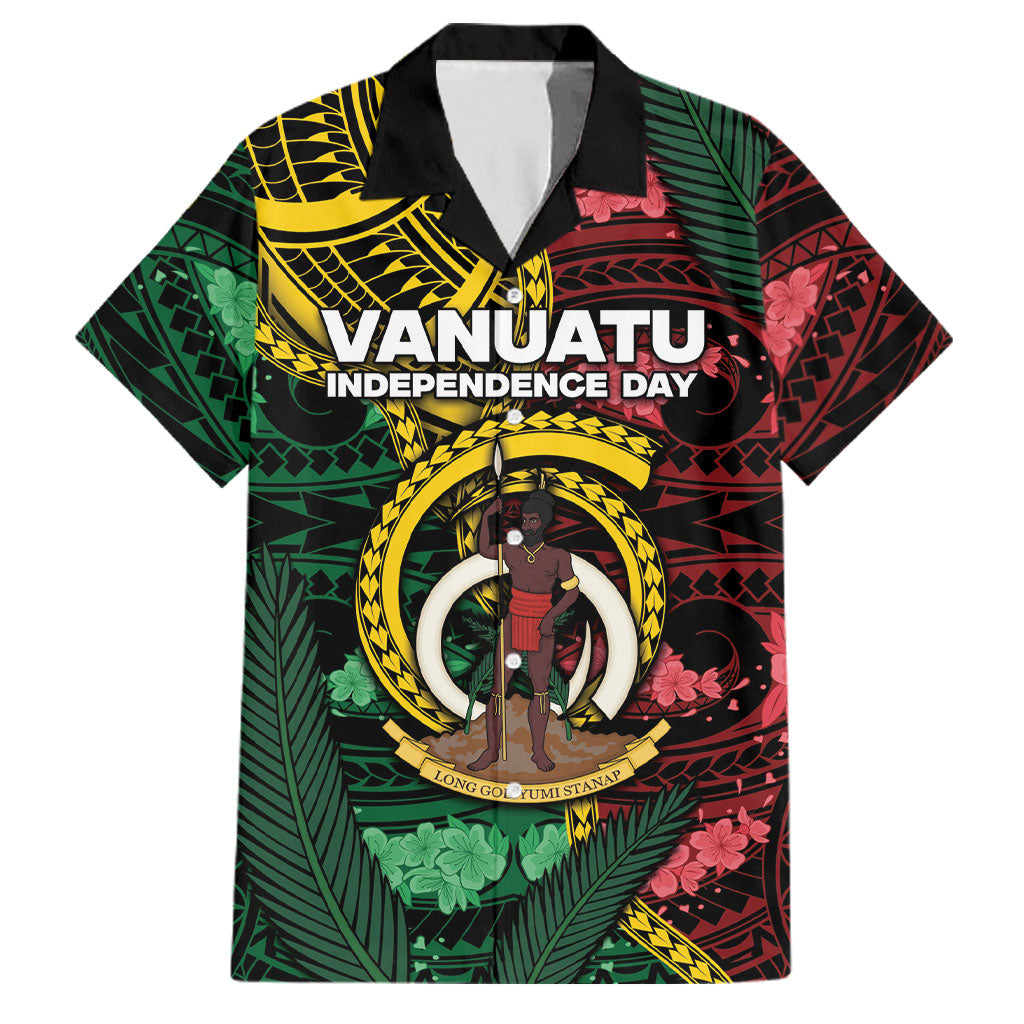 Personalised Vanuatu Independence Day Family Matching Tank Maxi Dress and Hawaiian Shirt Boar Tusk Warrior Tribal Floral Patterns