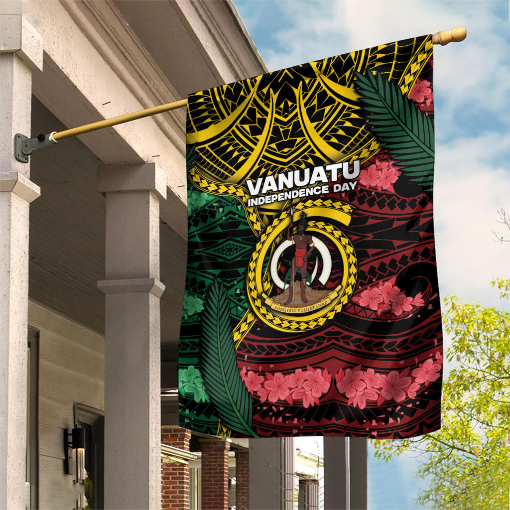 Vanuatu Independence Day Garden Flag Boar Tusk Warrior Tribal Floral Patterns