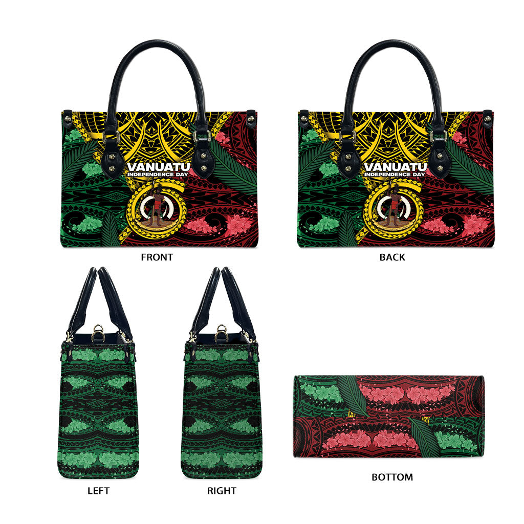Vanuatu Independence Day Leather Bag Boar Tusk Warrior Tribal Floral Patterns
