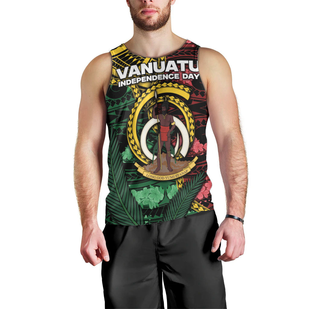 Personalised Vanuatu Independence Day Men Tank Top Boar Tusk Warrior Tribal Floral Patterns