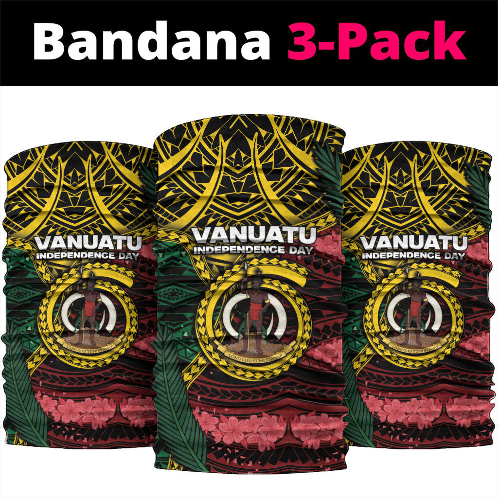 Vanuatu Independence Day Neck Gaiter Boar Tusk Warrior Tribal Floral Patterns