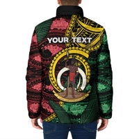 Personalised Vanuatu Independence Day Padded Jacket Boar Tusk Warrior Tribal Floral Patterns