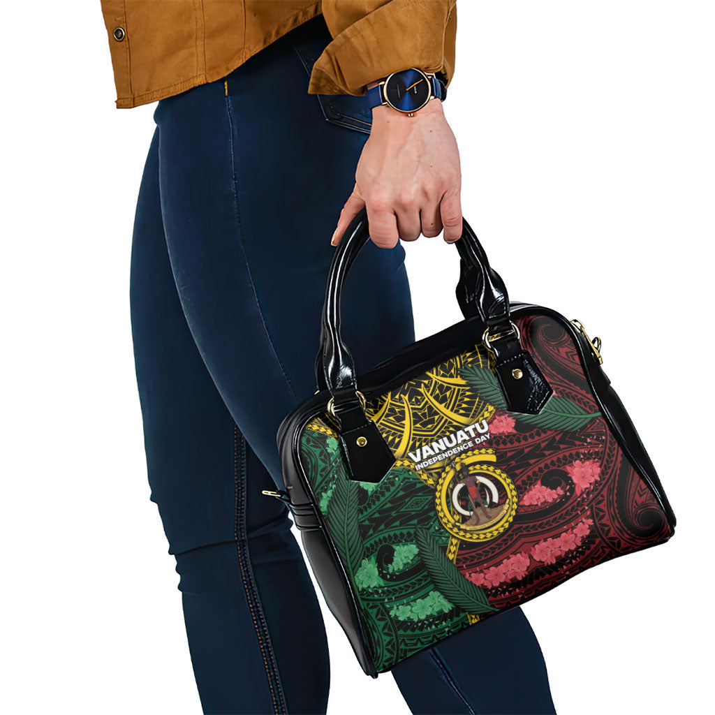 Vanuatu Independence Day Shoulder Handbag Boar Tusk Warrior Tribal Floral Patterns