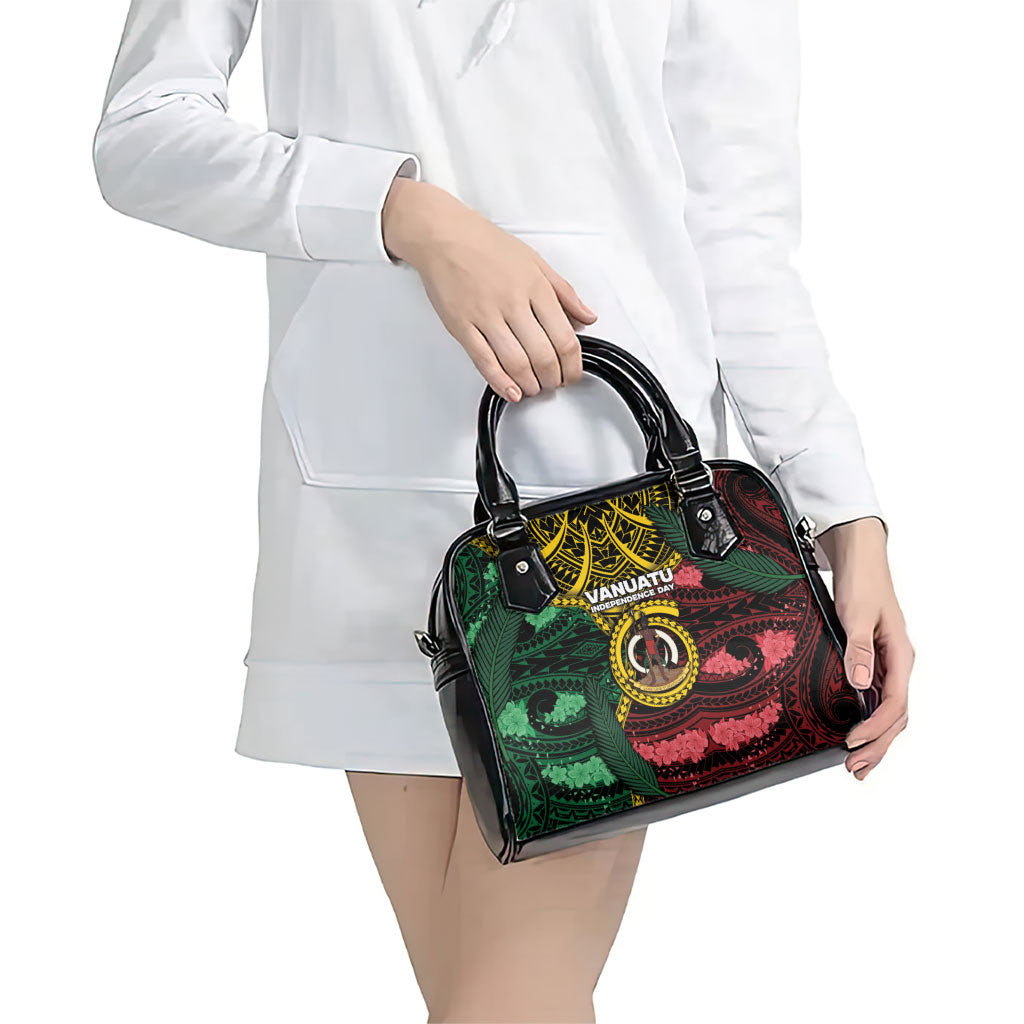Vanuatu Independence Day Shoulder Handbag Boar Tusk Warrior Tribal Floral Patterns