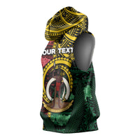 Personalised Vanuatu Independence Day Sleeveless Hoodie Boar Tusk Warrior Tribal Floral Patterns