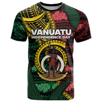 Personalised Vanuatu Independence Day T Shirt Boar Tusk Warrior Tribal Floral Patterns