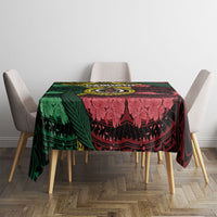 Vanuatu Independence Day Tablecloth Boar Tusk Warrior Tribal Floral Patterns