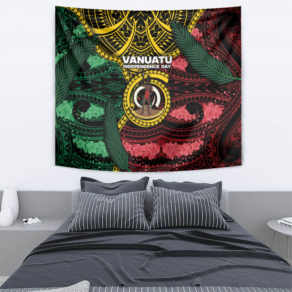 Vanuatu Independence Day Tapestry Boar Tusk Warrior Tribal Floral Patterns
