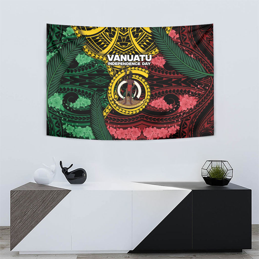 Vanuatu Independence Day Tapestry Boar Tusk Warrior Tribal Floral Patterns