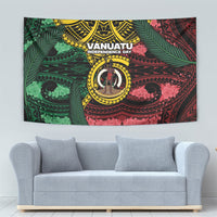 Vanuatu Independence Day Tapestry Boar Tusk Warrior Tribal Floral Patterns