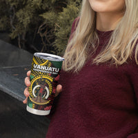 Personalised Vanuatu Independence Day Tumbler Cup Boar Tusk Warrior Tribal Floral Patterns