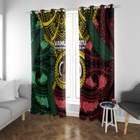 Vanuatu Independence Day Window Curtain Boar Tusk Warrior Tribal Floral Patterns