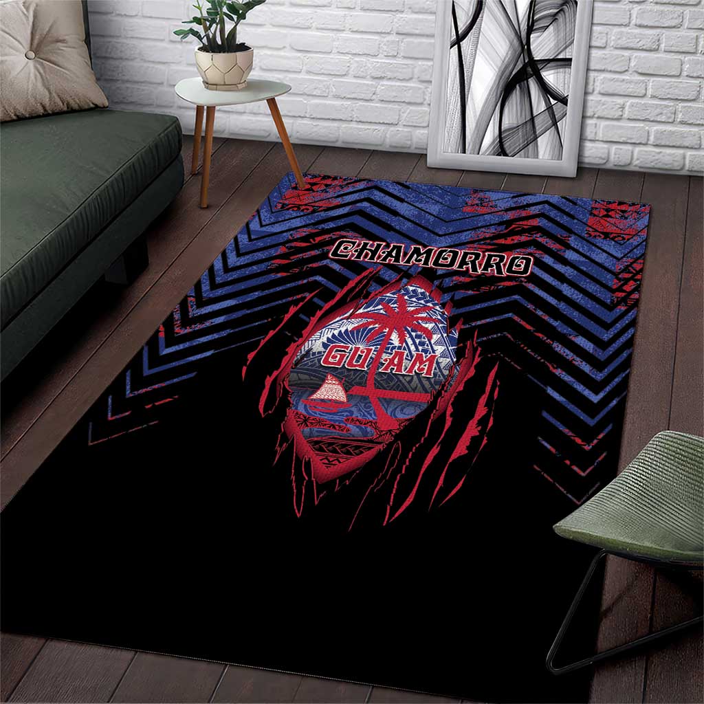 Guam Area Rug Chamorro Seal Tribal Scratch Design - Polynesian Pride