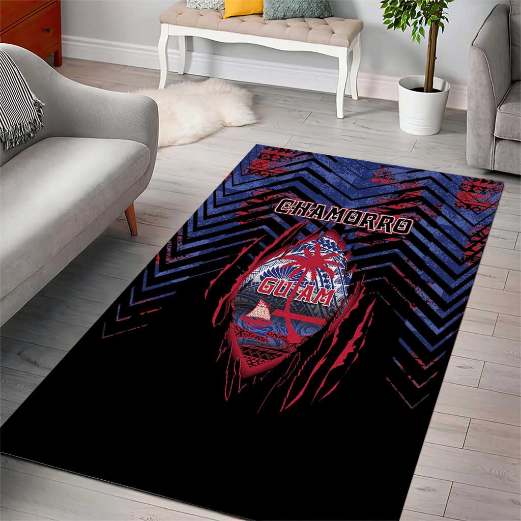 Guam Area Rug Chamorro Seal Tribal Scratch Design - Polynesian Pride