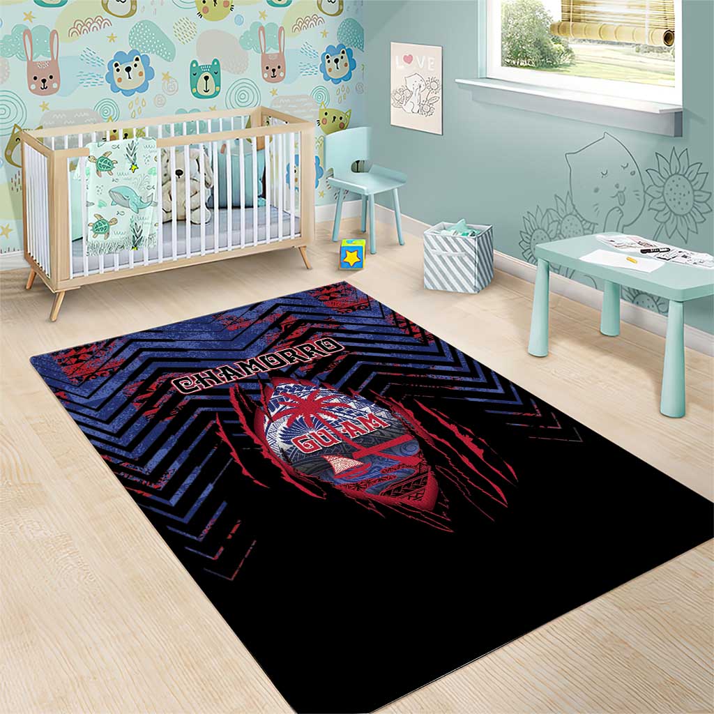 Guam Area Rug Chamorro Seal Tribal Scratch Design - Polynesian Pride
