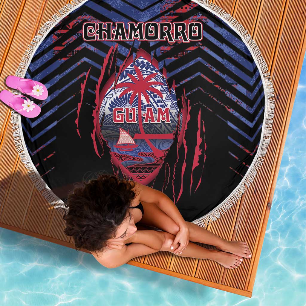Guam Beach Blanket Chamorro Seal Tribal Scratch Design - Polynesian Pride