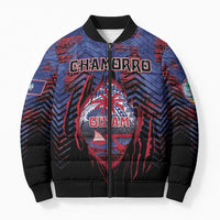 Personalised Guam Bomber Puffer Jacket Chamorro Seal Tribal Scratch Design - Polynesian Pride