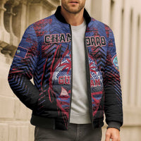 Personalised Guam Bomber Puffer Jacket Chamorro Seal Tribal Scratch Design - Polynesian Pride